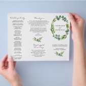Eukalyptus Foliage Wreath Tri+Falten Hochzeitsprog Flyer (Hand)