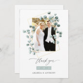 Eukalyptus Forest Geometric Wedding Foto Collage Dankeskarte (Vorne/Hinten)