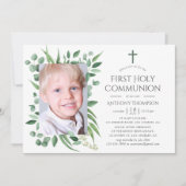 Eukalyptus Forest Greenery Erste Heilige Kommunion Einladung (Vorderseite)