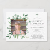 Eukalyptus Forest Greenery Erste Heilige Kommunion Einladung (Vorderseite)