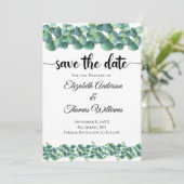 Eukalyptus Formal Elegant Save the Date Einladung (Stehend Vorderseite)