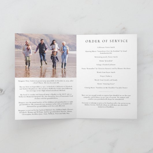 Eukalyptus-Foto-Beerdigungsdienst Programm (Innenseite)