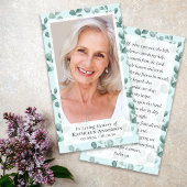 Eukalyptus-Foto-Beerdigungskarte Telefonnummerkarte