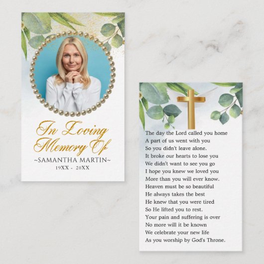 Eukalyptus-Foto Beerdigungskarte Visitenkarte (Vorne/Hinten)