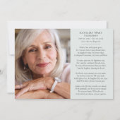 Eukalyptus Foto Beileid Beerdigung Dankeskarte (Rückseite)