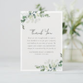 Eukalyptus Foto Beileid Beerdigung Dankeskarte (Stehend Vorderseite)