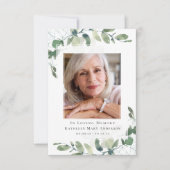 Eukalyptus Foto Beileid Beerdigung Dankeskarte (Vorderseite)