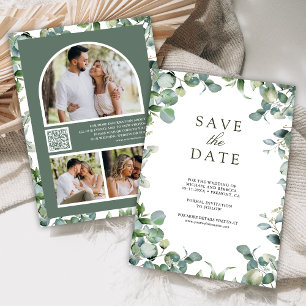 Eukalyptus Foto Collage QR Code Hochzeit Save The Date