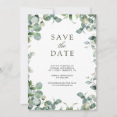 Eukalyptus Foto Collage QR Code Hochzeit Save The Date (Vorderseite)