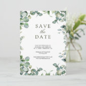 Eukalyptus Foto Collage QR Code Hochzeit Save The Date (Stehend Vorderseite)