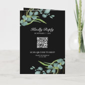 Eukalyptus-Foto-Collage QR-Code schwarze Hochzeit Einladung (Rückseite)