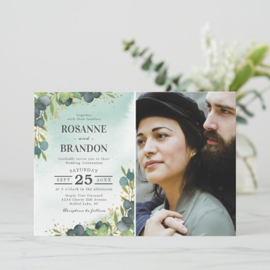 Eukalyptus-Foto Einladung (Stehend Vorderseite)