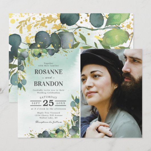 Eukalyptus-Foto Einladung (Vorne/Hinten)