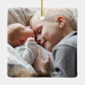 Eukalyptus Foto Erster Weihnachtsbär Keramikornament (Rückseite)