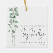 Eukalyptus Foto Erster Weihnachtsbär Keramikornament (Vorderseite)