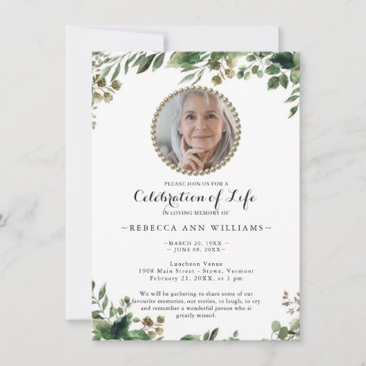 Eukalyptus Foto Feier zum Leben Einladung (Vorderseite)
