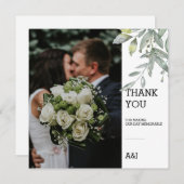 Eukalyptus Foto Flat Wedding Dankeschön Karte (Vorne/Hinten)