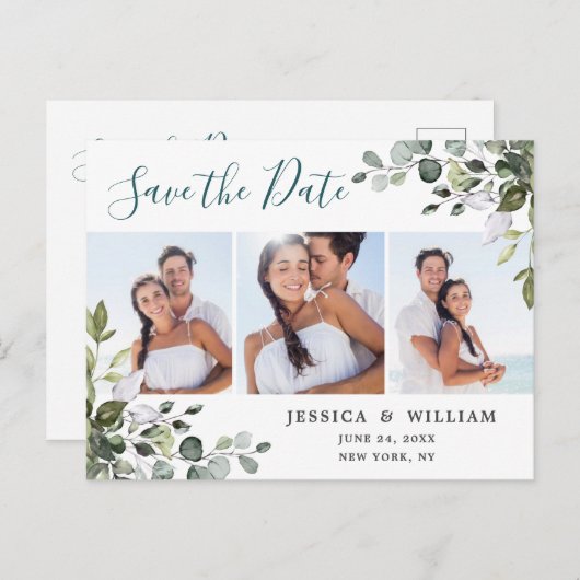 Eukalyptus-FOTO für Wasserfarben Hochzeit Sichern Ankündigungspostkarte (Vorne/Hinten)