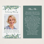 Eukalyptus Foto Gedenkkarte Beerdigung Gebetskarte (Vorne & Hinten)