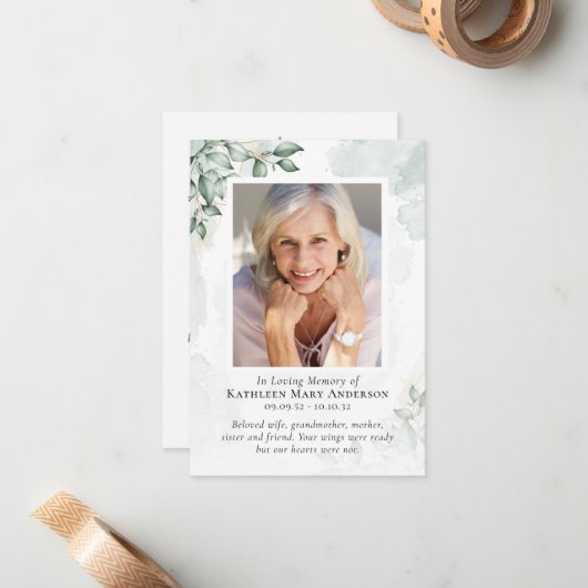 Eukalyptus-Foto-Gedenkkarte Mitteilungskarte (Vorderseite/Rückseite Beispiel)