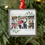Eukalyptus Foto Gold Foil Frohe Weihnachten Ornament Aus Metall<br><div class="desc">Dieses schöne Holiday Design kann mit Ihrem Familiennamen und Ihren Fotos personalisiert werden</div>
