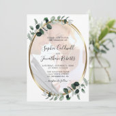 Eukalyptus Foto Gold Metallic Wedding Einladung (Stehend Vorderseite)