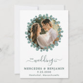 Eukalyptus Foto Greenery QR Code Wedding Einladung (Vorderseite)