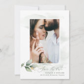 Eukalyptus Foto grün Moderne Hochzeit elegant gere Save The Date (Vorderseite)