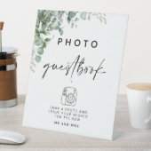 Eukalyptus Foto Guestbook | Modernes Hochzeitszeic Sockelschild (In Situ)