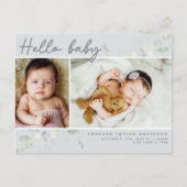 Eukalyptus Foto Hallo Baby Ankündigung Postkarte (Vorderseite)