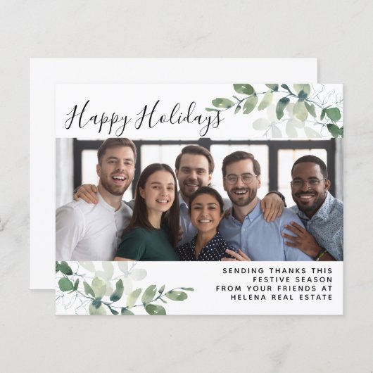 Eukalyptus Foto Happy Holidays Card (Vorne/Hinten)