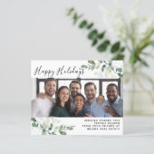 Eukalyptus Foto Happy Holidays Card (Stehend Vorderseite)