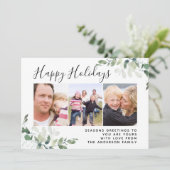 Eukalyptus Foto Happy Holidays Feiertagskarte (Stehend Vorderseite)