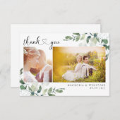 Eukalyptus Foto Herz Moderne Hochzeit Dankeskarte (Vorne/Hinten)