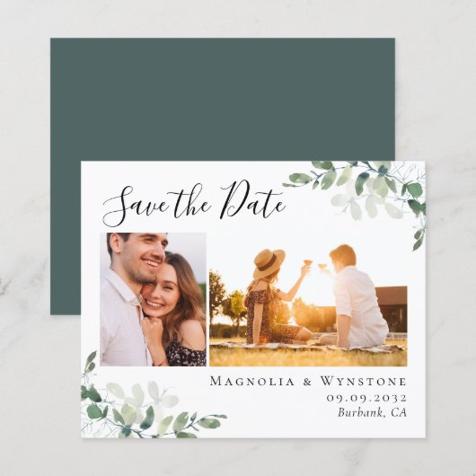 Eukalyptus-Foto Hochzeit speichern (Vorne/Hinten)