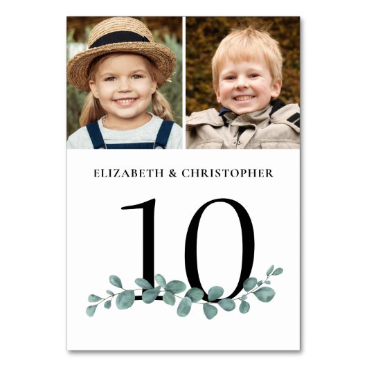 Eukalyptus-Foto Hochzeitssymbol für Tischnummer (Rückseite)