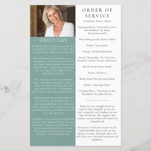 Eukalyptus-Foto-Memorandum-Service-Programm (Rückseite)