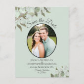 Eukalyptus & Foto-Minze-Hochzeit Sichern Sie das D Ankündigungspostkarte (Vorderseite)