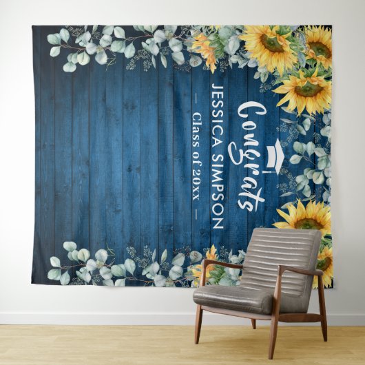 Eukalyptus-Foto Moderne Sonnenblumen Rustikaler Hi Wandteppich (Beispiel (Horizontal))