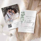 Eukalyptus-Foto-Overlay QR-Code-Skript Hochzeit Einladung