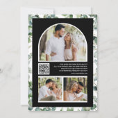 Eukalyptus Foto QR Code Black Wedding Save The Date (Rückseite)