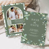 Eukalyptus Foto QR Code Sage Green Wedding Save The Date