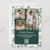 Eukalyptus Foto QR Code Smaragdgrüne Hochzeit Einladung (Rückseite)