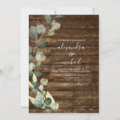 Eukalyptus Foto Rustic Wood Wedding Einladung (Vorderseite)