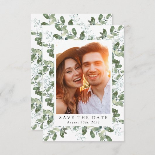 Eukalyptus-Foto Save The Date (Vorne/Hinten)