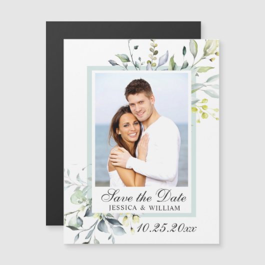 Eukalyptus-FOTO Save the Date Magnetkarte (Vorne/Hinten)