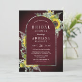 Eukalyptus-Foto Sonnenblume Burgund Brautparty Einladung (Stehend Vorderseite)