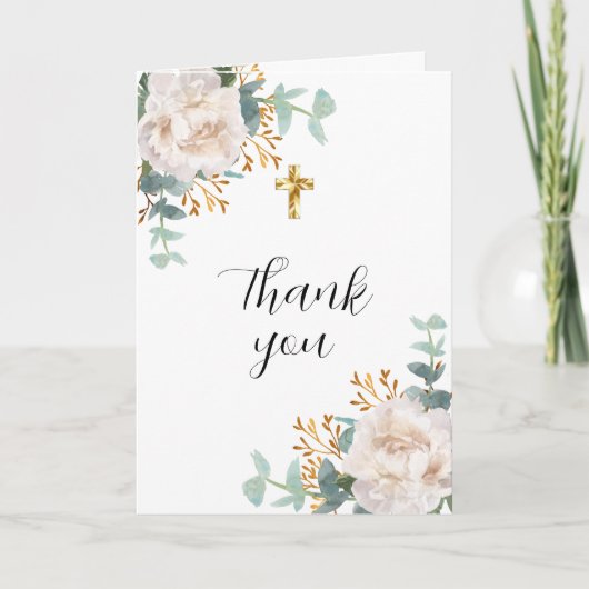 Eukalyptus-Foto-Taufe Dankeskarte (Vorderseite)