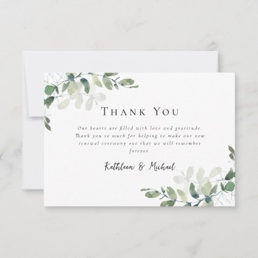 Eukalyptus Foto Vow Renewal Dankeskarte (Vorderseite)