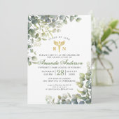 Eukalyptus-FOTO Wasserfarbe Abschluss Einladung (Stehend Vorderseite)